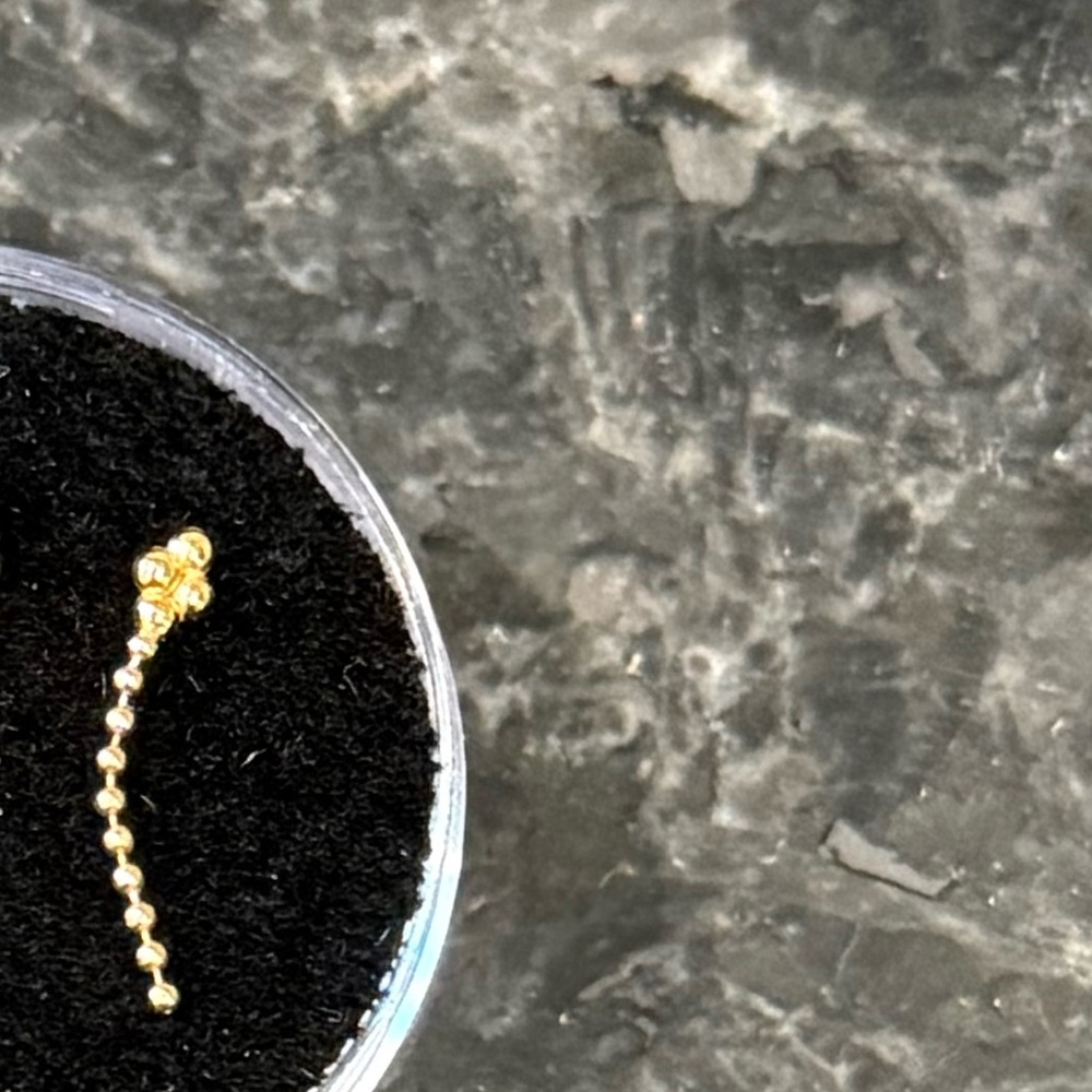 Yellow Gold Beaded Threadless Ends - image 2